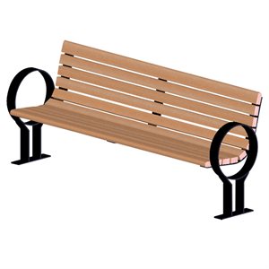 Park bench with back Painted steel recycled plastic 
